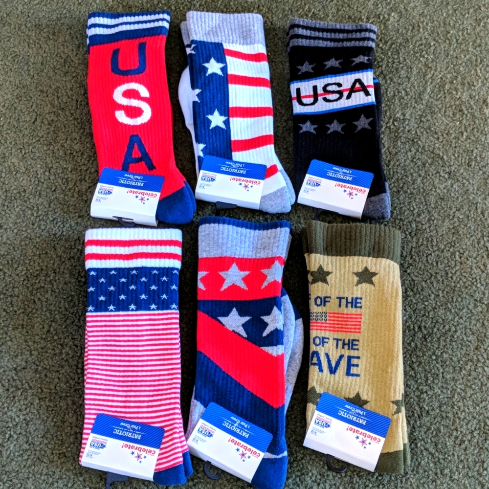 6 PATRIOTIC crew socks
